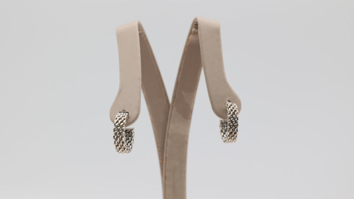 Tiffany and Co 925 Sterling Silver Narrow Somerset Mesh Hoop Earrings