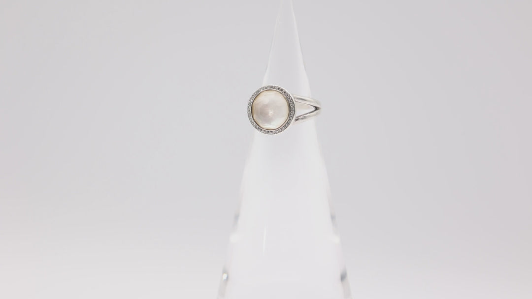 Ippolita Designer 925 Lolli Lollipop Sterling Silver, Diamond, Rock Crystal & Mother-of-Pearl Ring Size 5.5- 11mm