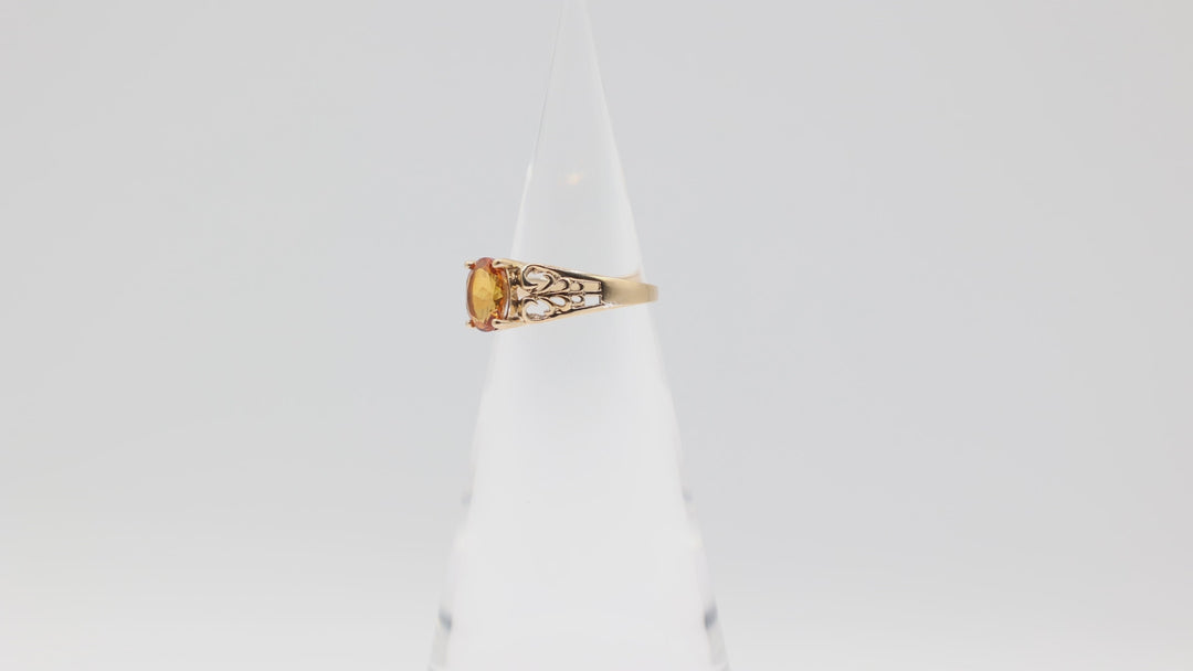 10k Yellow Gold 9x7mm Oval Citrine Stone Ring Size 8.75
