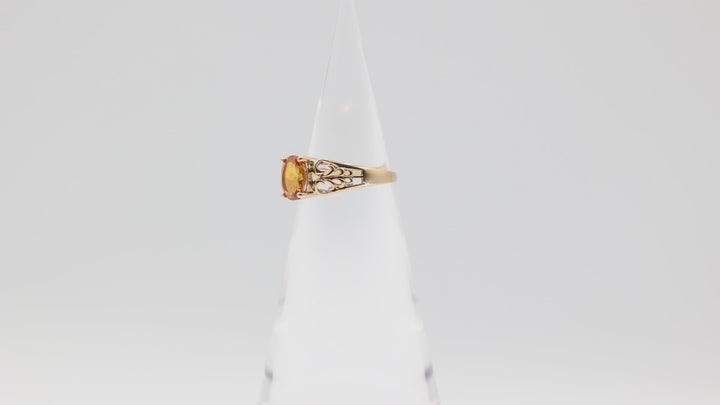 10k Yellow Gold 9x7mm Oval Citrine Stone Ring Size 8.75
