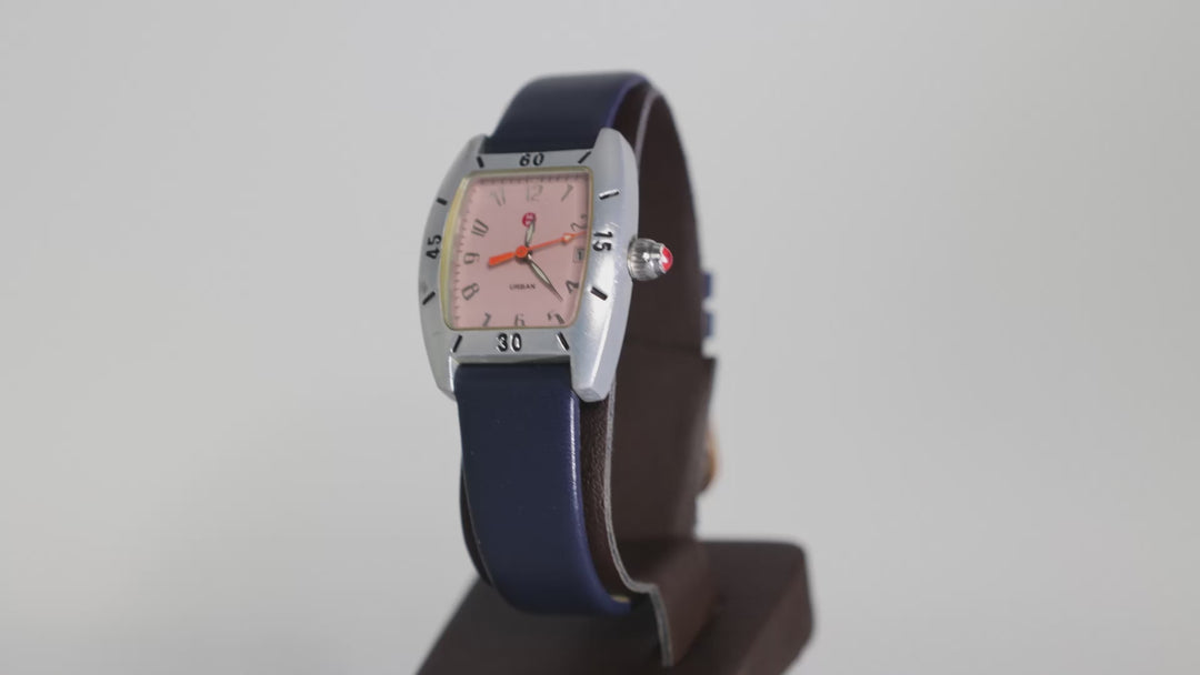 Michele Urban Mini Aluminum Watch Pastel Pink And Navy Blue