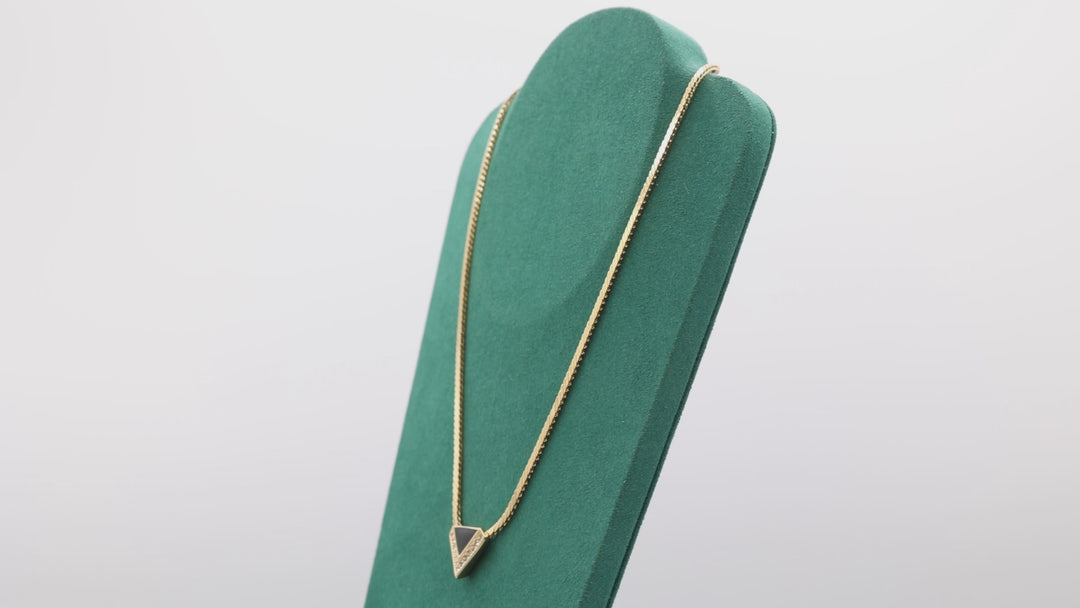 Christian Dior Goldtone Rhinestones and Black Enamel "V" Necklace