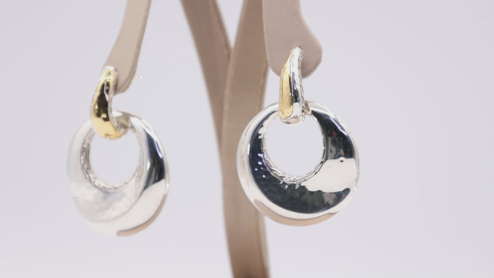 925 Sterling Silver John Hardy 22k Yellow Gold Detail Door Knock Earrings 20.8g