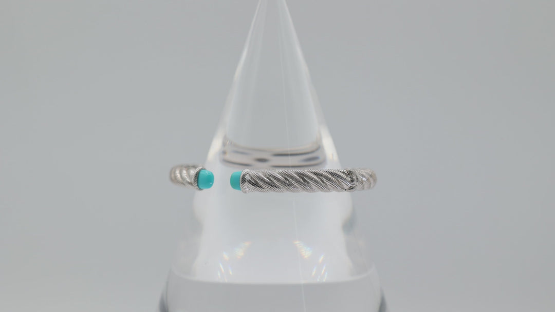 Judith Ripka 925 Sterling Silver Turquoise Bangle Bracelet