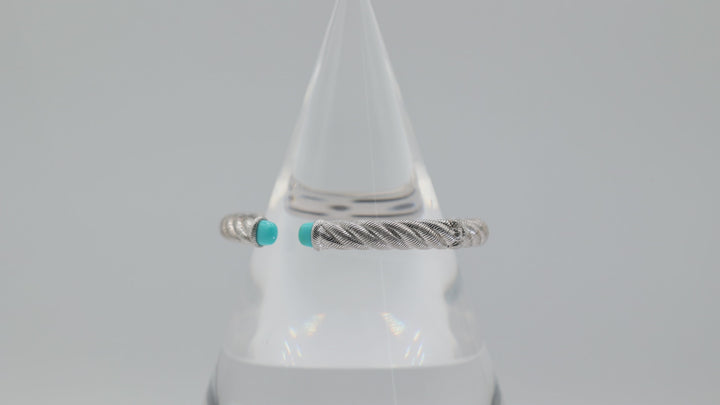 Judith Ripka 925 Sterling Silver Turquoise Bangle Bracelet
