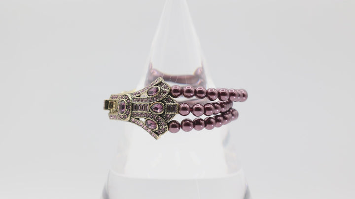 Heidi Daus Master Clasp Purple Beaded Bracelet 7 Inches