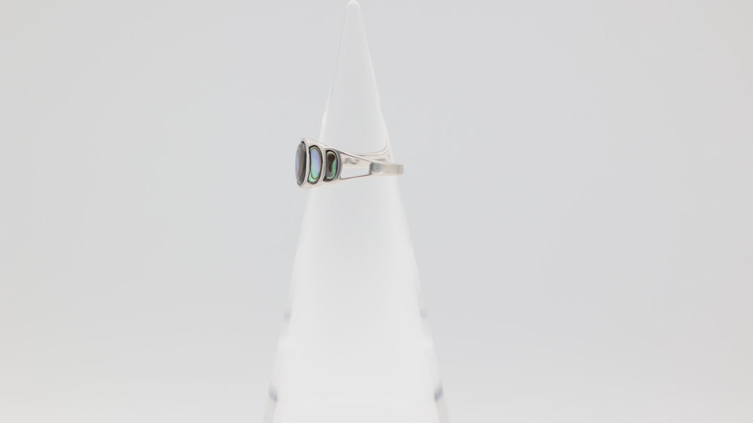 925 Sterling Silver Abalone Ring Size 6