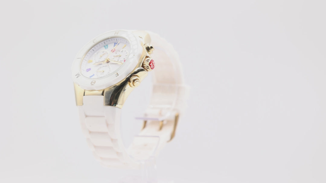 Michelle Colorful Numbers with White Silicone Band
