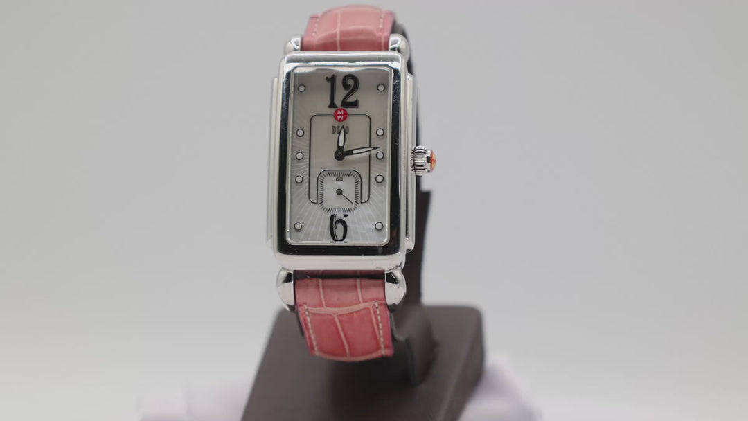 Michele Deco 16 Watch Mother of Pearl and Pink Alligator Strap