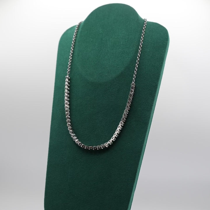 Silver Plated Bezel Set Cubic Zirconia Necklace - 18.5 inches