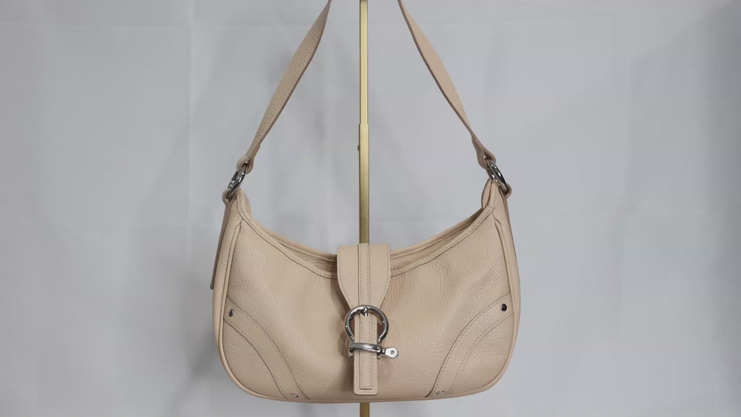 Burberry London Beige Leather Stirrup Buckle Shoulder Bag