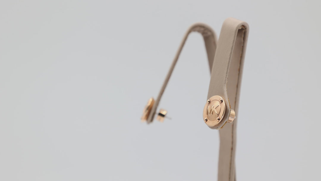 Michael Kors Rose Gold Tone Logo Stud Earrings