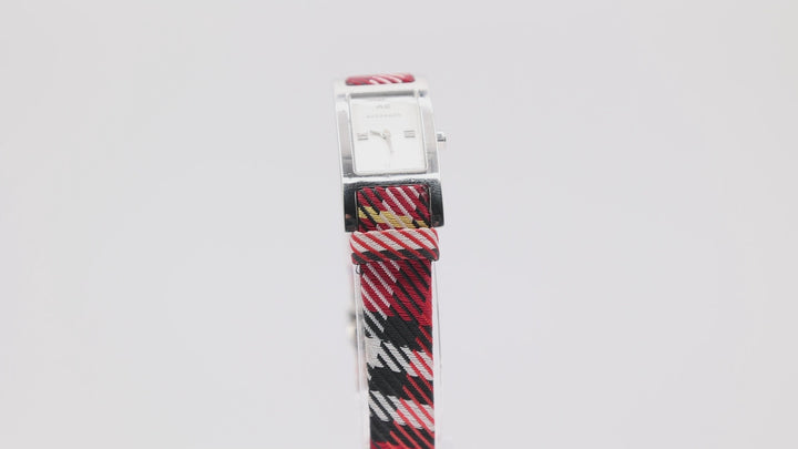 Burberry Swiss Made Red Plaid Genuine Leather Watch