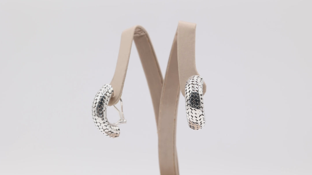 John Hardy 925 Sterling Silver Dotted Half Hoop Earrings
