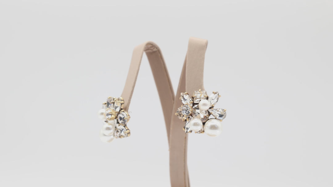 J. Crew Pearl and Crystal Cluster Stud Earrings for Women