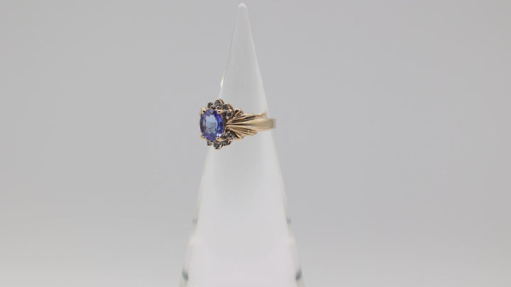 Levian 14K Yellow Tanzanite Ring 8x7mm Oval Diamonds 6.5