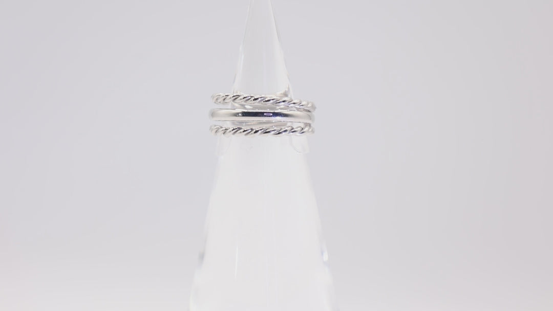 925 Sterling Silver 3 Strand 2 braided Ring - Size 7.5
