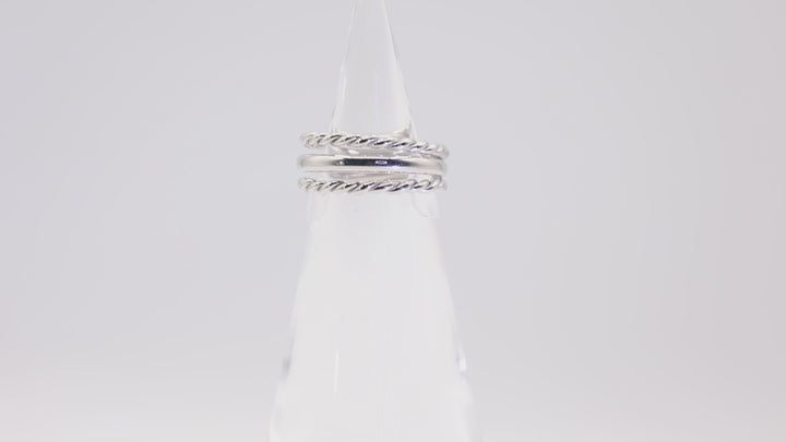 925 Sterling Silver 3 Strand 2 braided Ring - Size 7.5