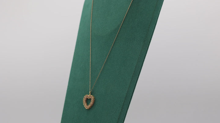 14k Yellow Gold Chain with 14k Pink Sapphire Heart Elegant Necklace - 19 in.