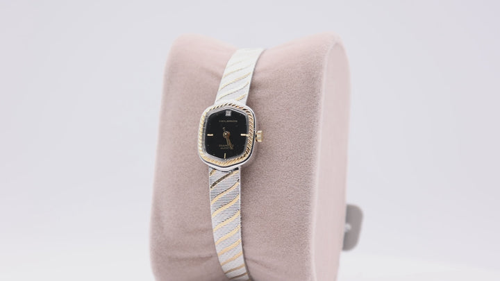 Vintage Helbros two tone Diamond Quartz Watch with Sliding Clasp
