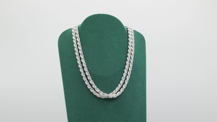 925 Sterling Silver 4.8mm French Diameter Cut 30 Inch Rope Chain Necklace