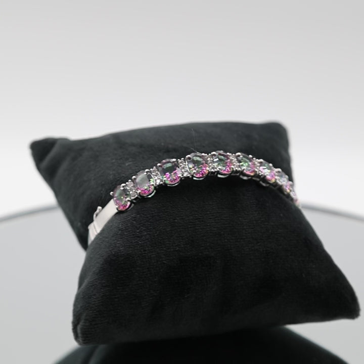 925 Sterling Silver Mystic Quartz and White Topaz Bracelet