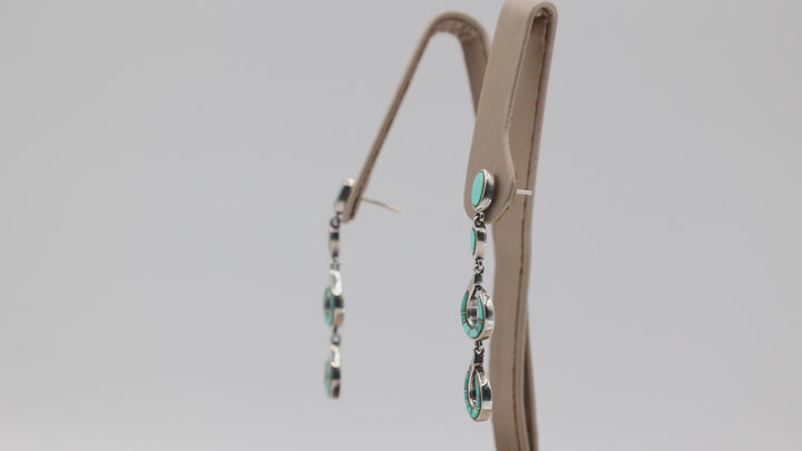 925 Sterling Silver Turquoise Dangle Hook Earrings