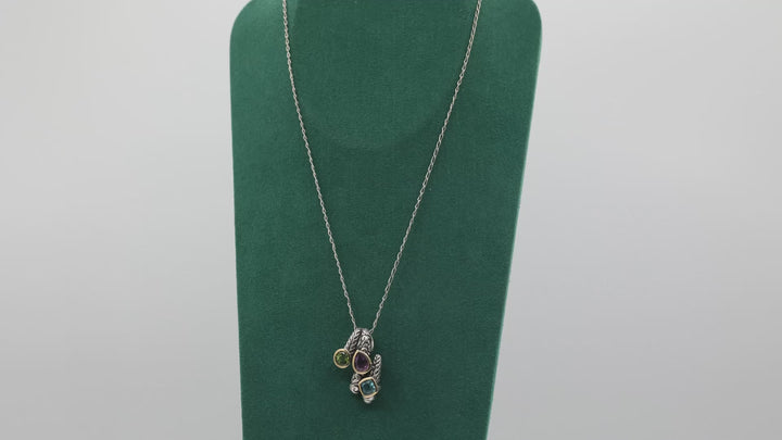 Effy 925 Sterling Silver Pendant Necklace With Blue Topaz Peridot And Amethyst
