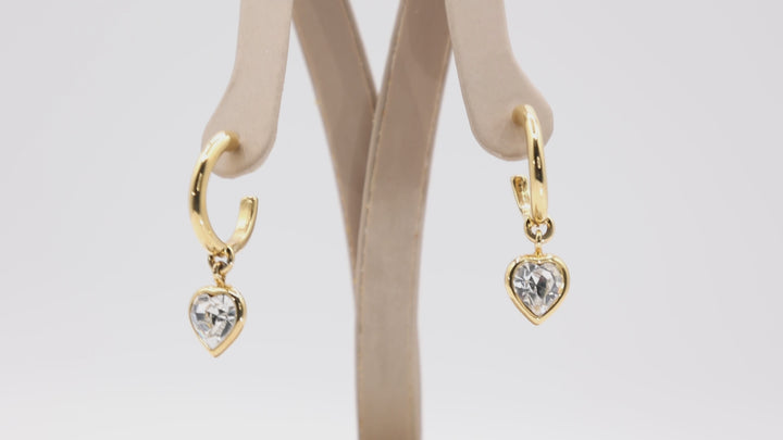 Monet White Heart CZ Hoop Dangle Earrings