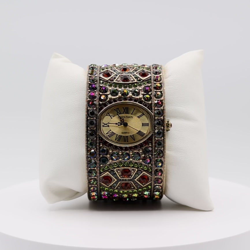 Heidi Daus Vintage Bling Multi Colored Cuff Watch Bracelet