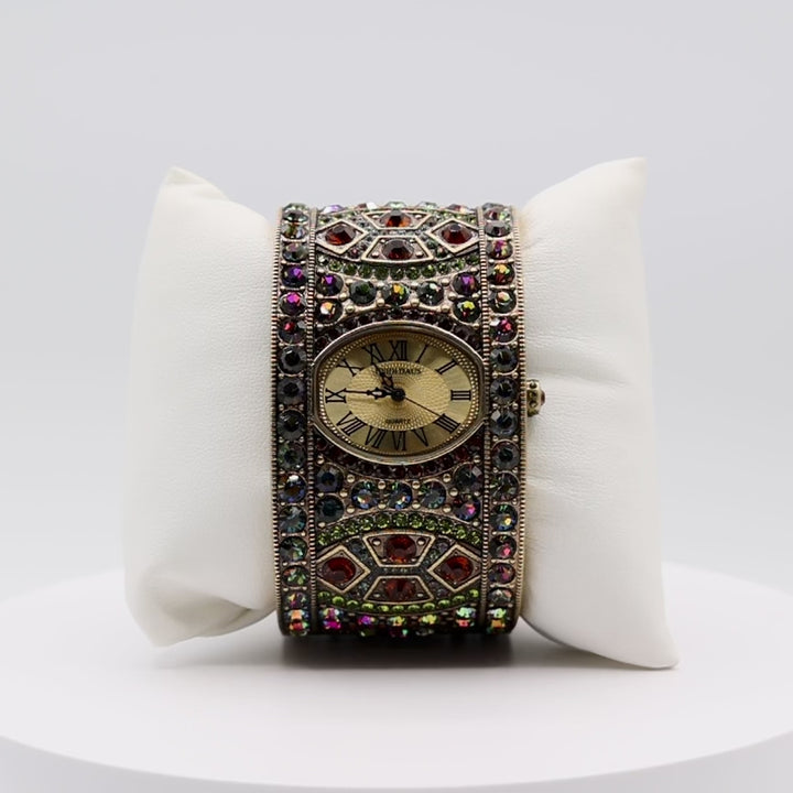 Heidi Daus Vintage Bling Multi Colored Cuff Watch Bracelet