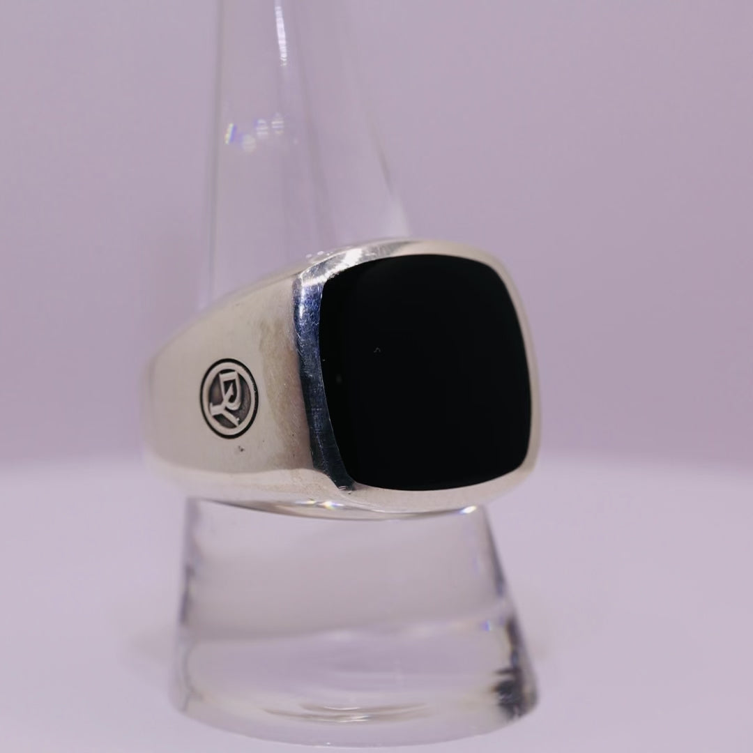 David Yurman Black Onyx Exotic Stone Signet Ring - Size 10