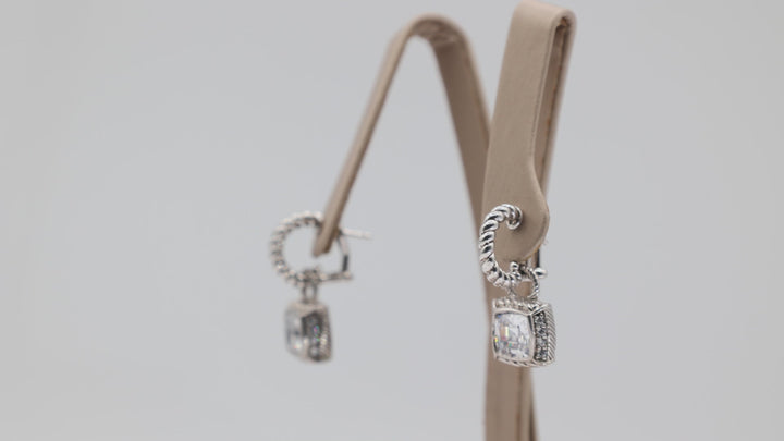 Judith Ripka CZ Square Dangle Earrings
