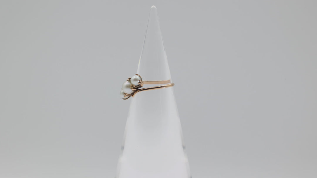 14K Yellow Gold Pearl Cluster Ring Size 6.75 Elegant Jewelry