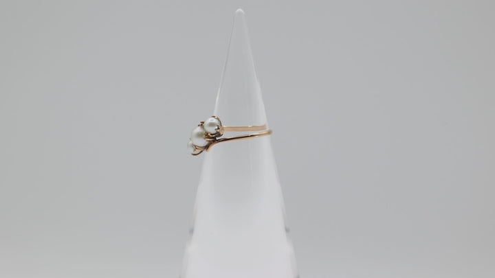 14K Yellow Gold Pearl Cluster Ring Size 6.75 Elegant Jewelry