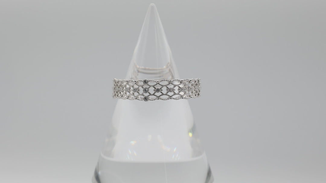 Judith Ripka 925 Sterling Silver Sunlace Diamonique Hinged Bracelet