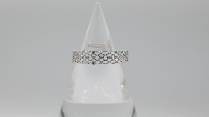 Judith Ripka 925 Sterling Silver Sunlace Diamonique Hinged Bracelet