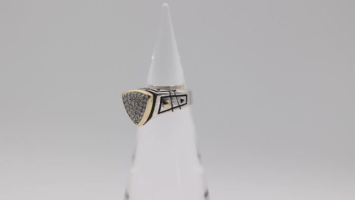 John Atencio Arrivo Pave Diamond Ring In 925 Silver And 18K Gold Size 9.5