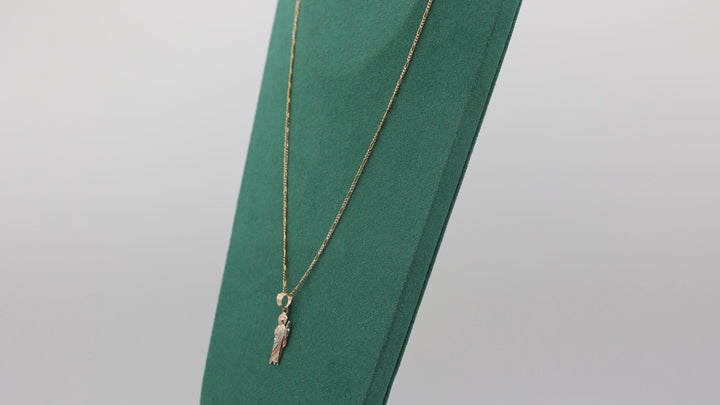 10k Yellow Gold Chain with Three Tone Christ Pendant Necklace - 21 in.