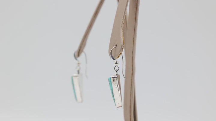925 Sterling Silver Triangle Turquoise Hook Dangle Earrings