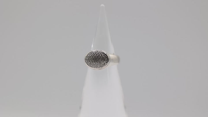 David Yurman Sterling Silver Diamond Cluster Signet Ring Size 6.75