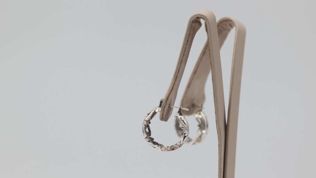 925 Sterling Silver Filigree Swirl Hoop Earrings