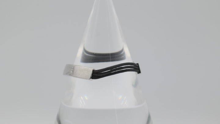 Ralph Lauren Silver Bar and Triple Leather Strand Bracelet