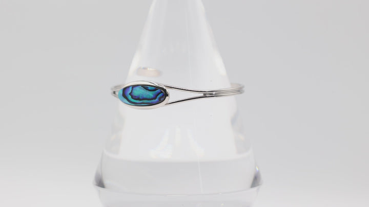925 Sterling Silver 23x8mm Abalone Shell Cuff Bracelet