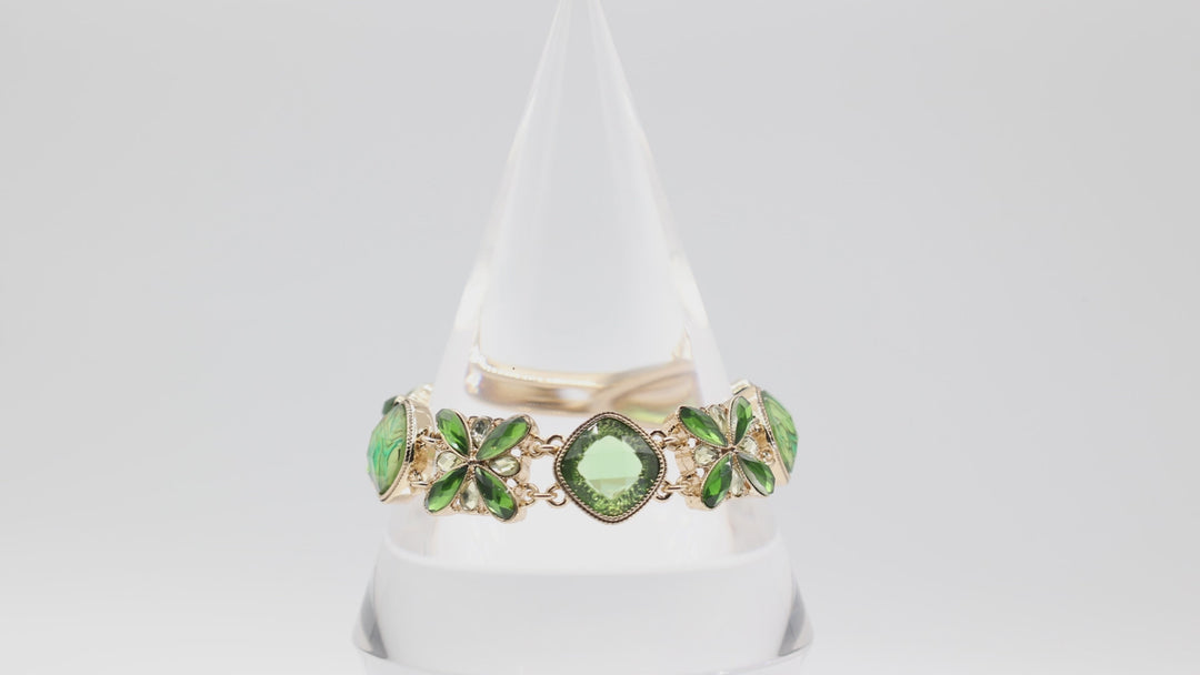 Napier Gold Tone Green Stone Colored Bracelet