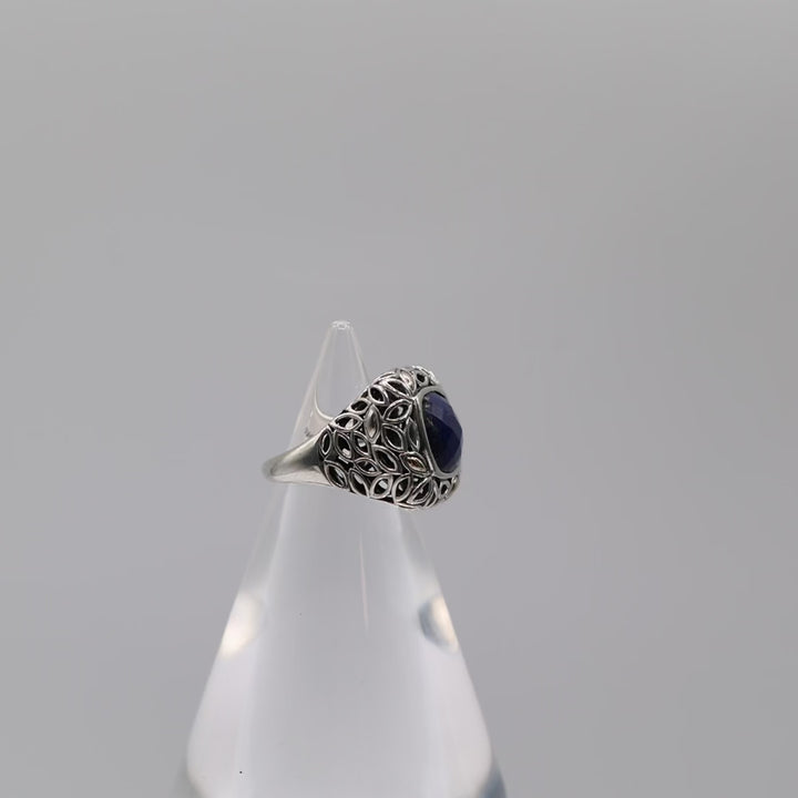 925 Sterling Silver Angela by John Hardy 14k Accent Blue Lapis Ring Size 8.75