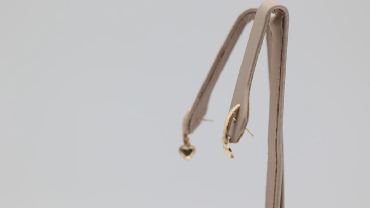 14K Yellow Gold Heart Dangle Earrings For Women Romantic Gift Idea