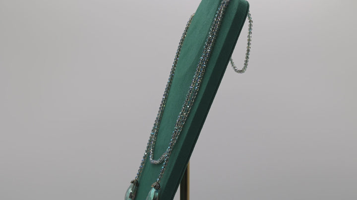 Heidi Daus "Lux Be A Lady" Beaded Aqua Tone Crystal Lariat Necklace