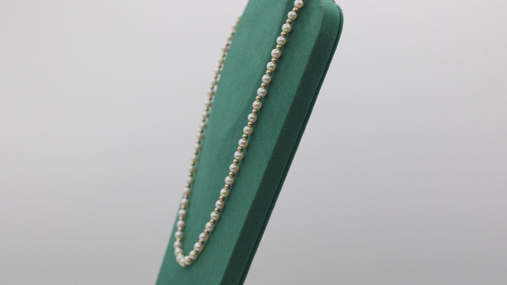 14k Yellow Gold Round Akoya Pearl 5.15mm Beaded Necklace 18 Inch