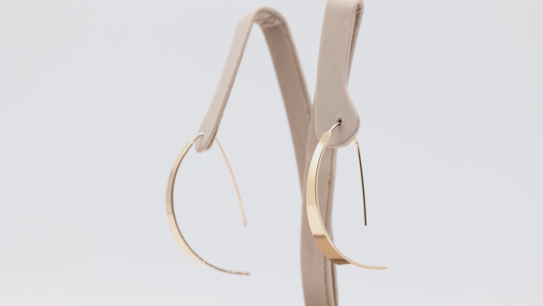 Costume Yellow Gold Toned Thick Hook Dangle Earrings